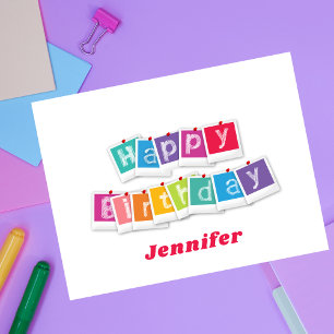 Happy Birthday Modern and Colourful  Postcard