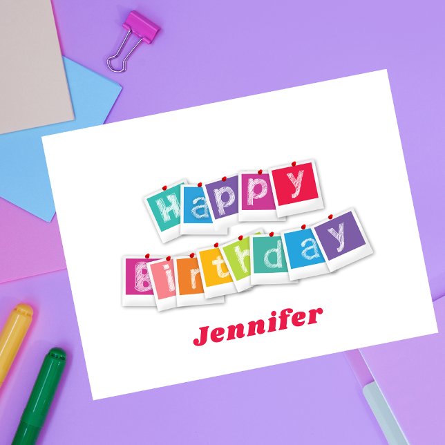 Happy Birthday Modern and Colourful  Postcard (Creator Uploaded)