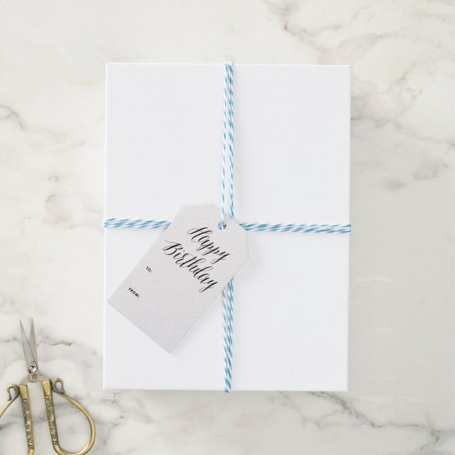 Happy Birthday | Modern Calligraphy Gift Tag (With Twine)