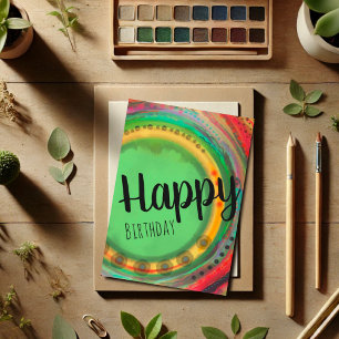 Happy Birthday Modern Colourful Simple Card