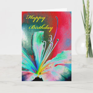 Happy Birthday, Modern Floral Design, Lily Bloom Card