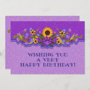 Happy Birthday Modern Folk Art Flowers