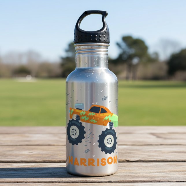 Happy Birthday Modern Monster Car Trucks Name  532 Ml Water Bottle (Creator Uploaded)