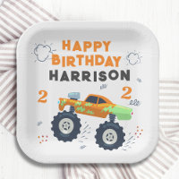 Happy Birthday Modern Monster Car Trucks Name 