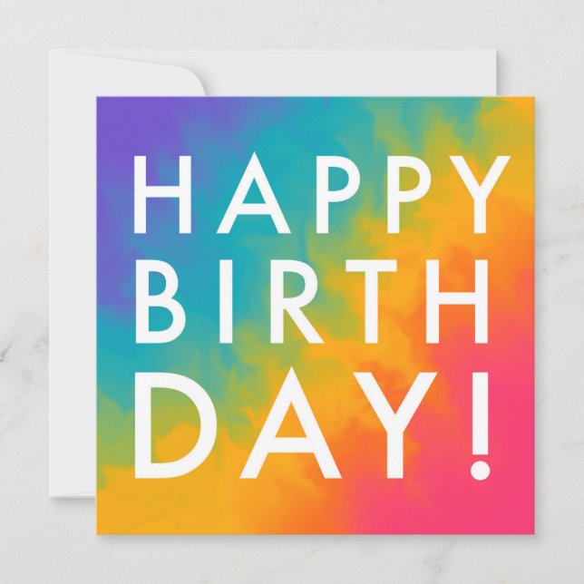 Happy Birthday Modern Paint Rainbow Simple Holiday Card (Front)