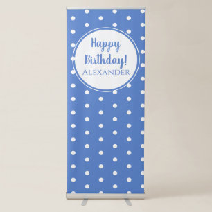 Happy Birthday Modern Pastel Blue Polka Dots Retractable Banner