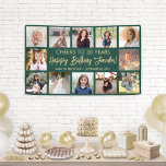Happy Birthday Modern Photo Collage Green and Gold Banner<br><div class="desc">Add a stylish personalised Happy Birthday wish to party decorations with a modern 12 photo collage banner. The pictures and all wording on this template are simple to customise. The colours and font styles are easy to change with the Zazzle Design Editor tool. The green and gold design features trendy...</div>