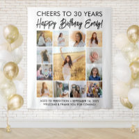 Happy Birthday Modern Photo Collage Party Sign