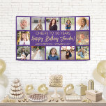 Happy Birthday Modern Photo Collage Purple & Gold Banner<br><div class="desc">Add a stylish personalised Happy Birthday wish to party decorations with a modern 12 photo collage banner. The pictures and all wording on this template are simple to customise. The colours and font styles are easy to change with the Zazzle Design Editor tool. The purple and gold design features trendy...</div>
