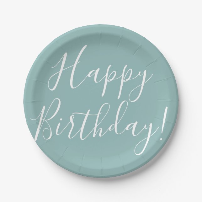 Happy Birthday! Modern Script Custom Paper Plate (Front)