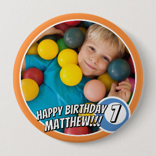 Happy Birthday Modern Simple Comic Cue Ball Photo 10 Cm Round Badge