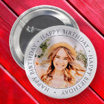 Happy Birthday Modern Simple Custom Photo 6 Cm Round Badge<br><div class="desc">This simple and modern design is composed of serif typography and add a custom photo. Use this sticker as a gift tag for the present for the birthday celebrant</div>