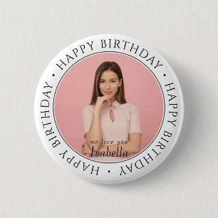 Happy Birthday Modern Simple Custom Photo Classic 6 Cm Round Badge