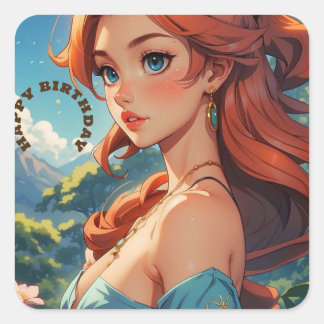 Happy Birthday Modern Simple  Square Sticker