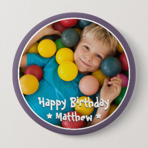 Happy Birthday Modern Simple Star Photo 10 Cm Round Badge