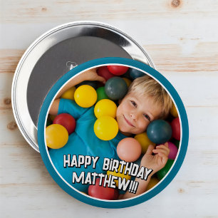 Happy Birthday Modern Simple Star Photo 10 Cm Round Badge