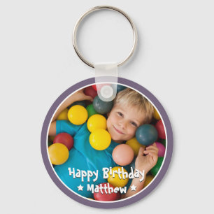 Happy Birthday Modern Simple Star Photo Key Ring