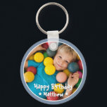 Happy Birthday Modern Simple Star Photo Key Ring<br><div class="desc">This simple and modern design is composed of serif typography and add a custom photo.</div>