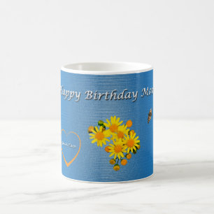 Happy Birthday Mom Butterfly Floral Coffee Mug
