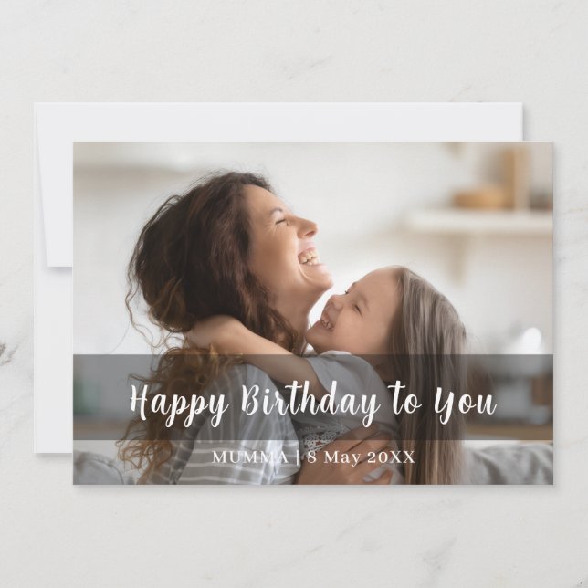 Happy Birthday Mom Modern Script Photo Design (Front)