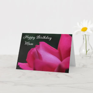 Happy Birthday Mom Red Rosebud Flower Card