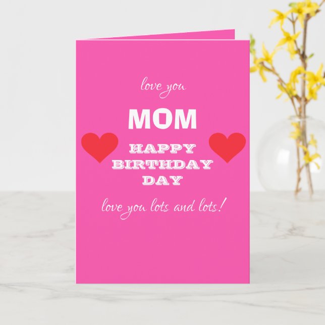 Happy Birthday MOM Script Family Names Birthday Card (Yellow Flower)