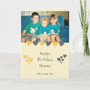 Happy Birthday Mommy orange gray photo Card