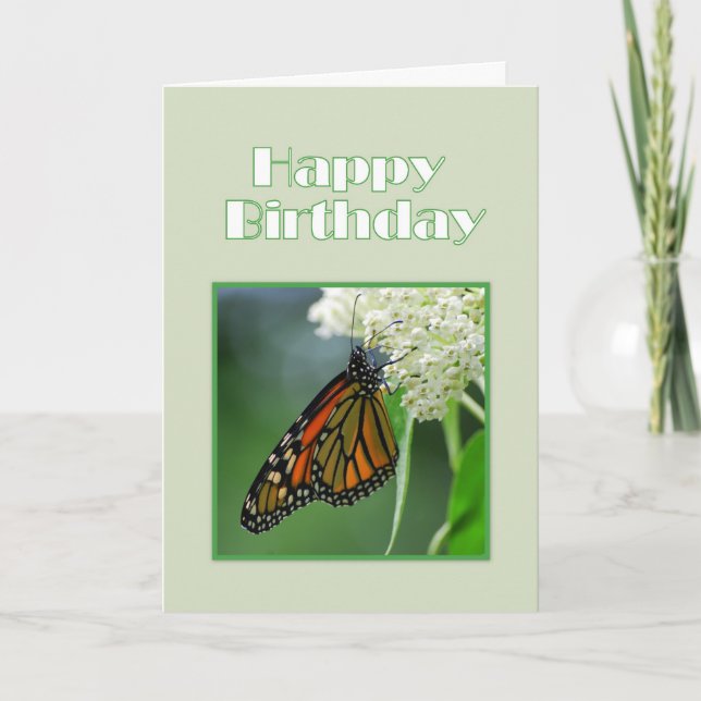 Happy Birthday Monarch Butterfly on Swamp Milk Card (Front)