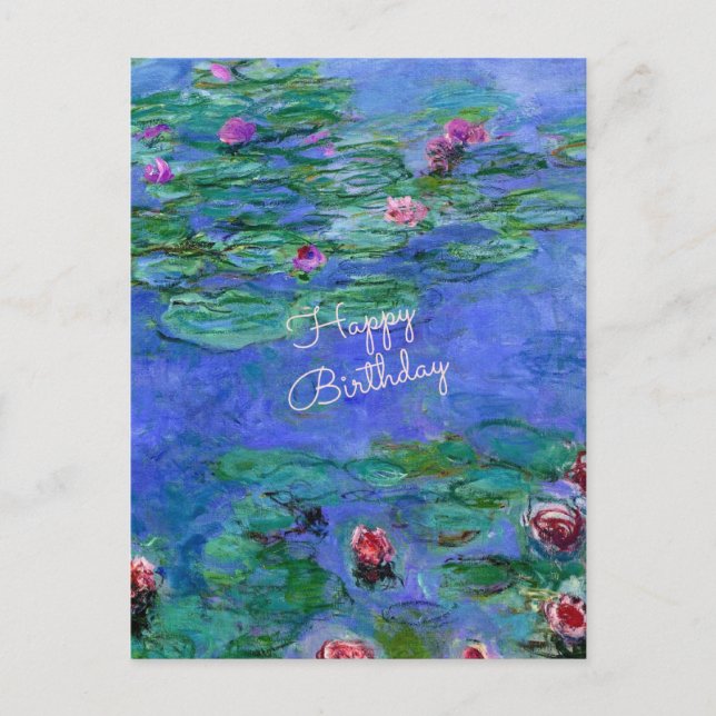 Happy Birthday: Monet's Water Lilies Postcard (Front)