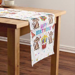 Happy Birthday Monkey Cupcake Table Runner