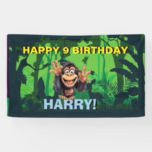 HAPPY BIRTHDAY MONKEY KIDS Banner