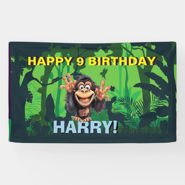 HAPPY BIRTHDAY MONKEY KIDS Banner (Horizontal)