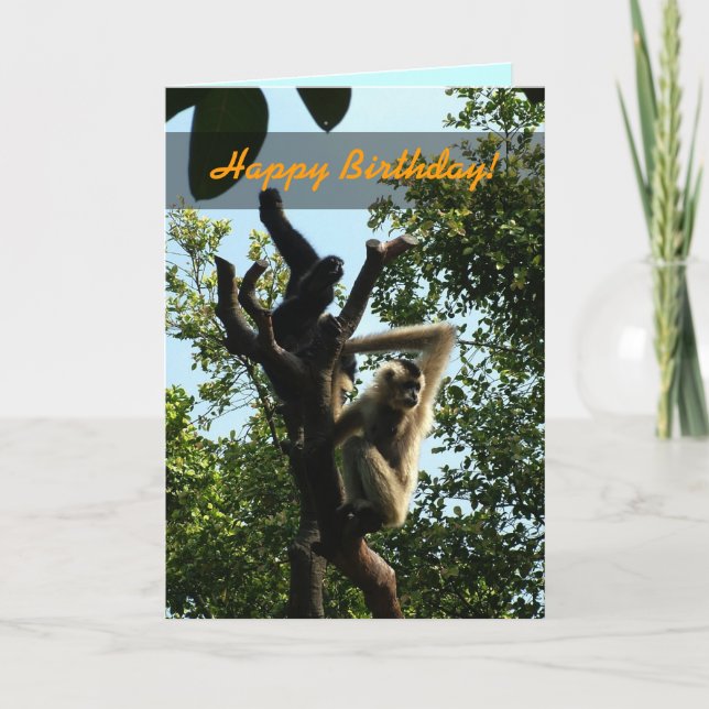 Happy Birthday, monkey on a tree Card (Front)
