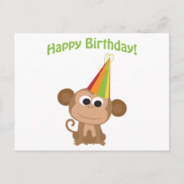 Happy Birthday Monkey Postcard (Front)