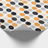Happy Birthday Monogram Circles Orange Dots Wrap