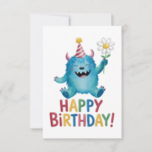 Happy Birthday Monster Design with Fun Colours Thank You Card