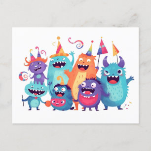 happy Birthday. monster party Postcard