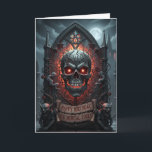Happy Birthday, Mortal Fool! Gothic Skull Card<br><div class="desc">Wish a "Happy Birthday, You Mortal Fool!" with this darkly humorous gothic birthday card. Featuring a menacing skull with glowing red eyes set against a gothic cathedral backdrop with impish creatures, this card is perfect for those who appreciate edgy, alternative greetings. Ideal for gothic, horror, or Halloween-themed birthdays. Send a...</div>