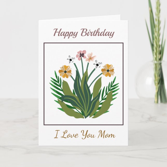 Happy Birthday Mother Flowers Watercolor Custom Card (Front)