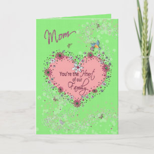 HAPPY BIRTHDAY MOTHER - HEART OF THE FAMILY CARD