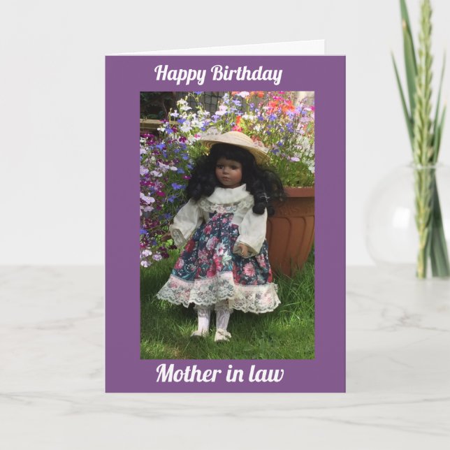 Happy Birthday mother in law  Black doll 2 Card (Front)