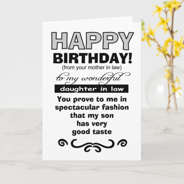 Happy birthday  mother in law to daughter in law card (Yellow Flower)