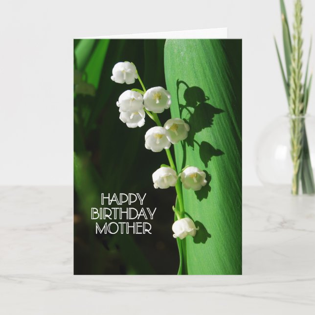 Happy Birthday Mother Lily of the Valley Card (Front)