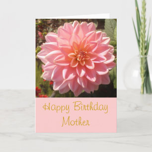 Happy Birthday Mother Pink Dahlia Personalise Card