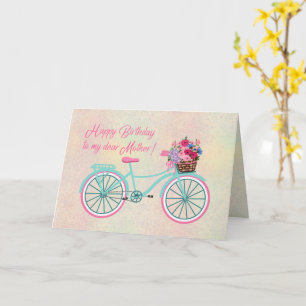 Happy Birthday Mother Vintage Bicycle Flowers Card