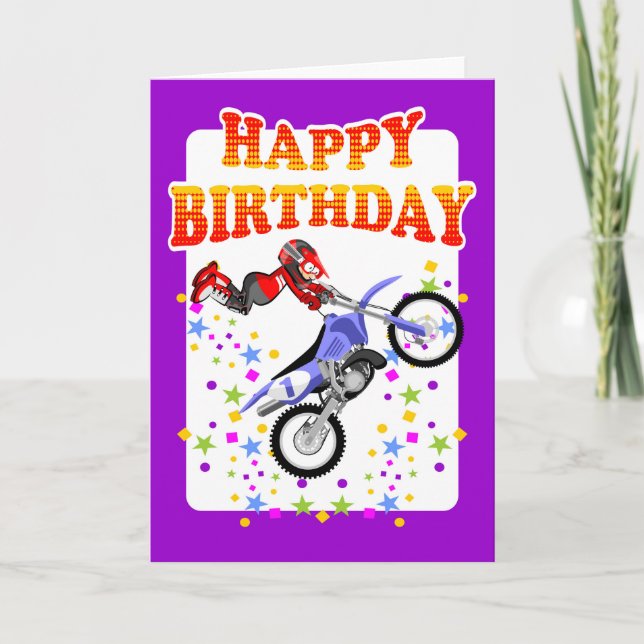 Happy birthday, motocross rider card (Front)