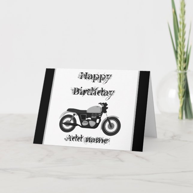 Happy birthday motorbike card personalised (Front)