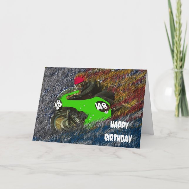 HAPPY BIRTHDAY MOTORCYCLE MOTO CARD (Front)
