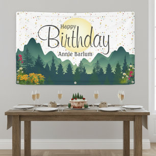 Happy Birthday Mountain Flower Banner