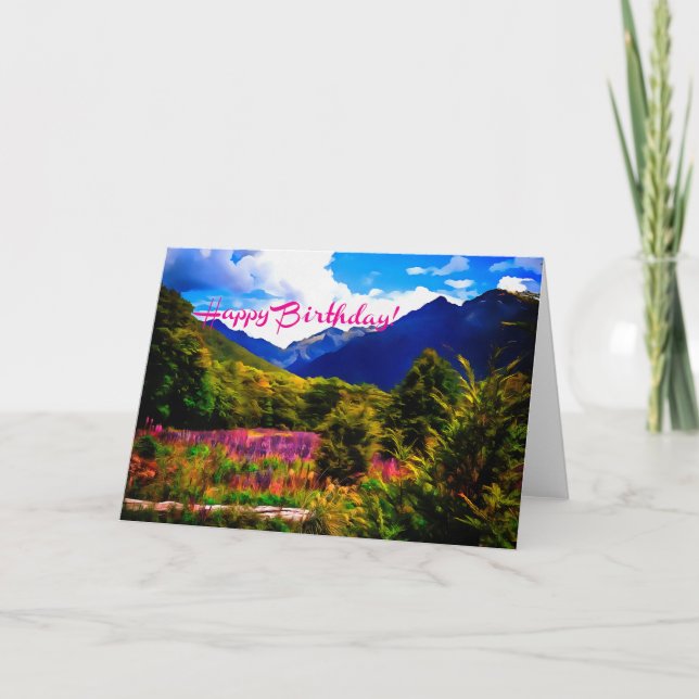 Happy Birthday Mountains Card (Front)